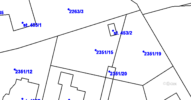 Parcela st. 2351/15 v KÚ Rožnov pod Radhoštěm, Katastrální mapa