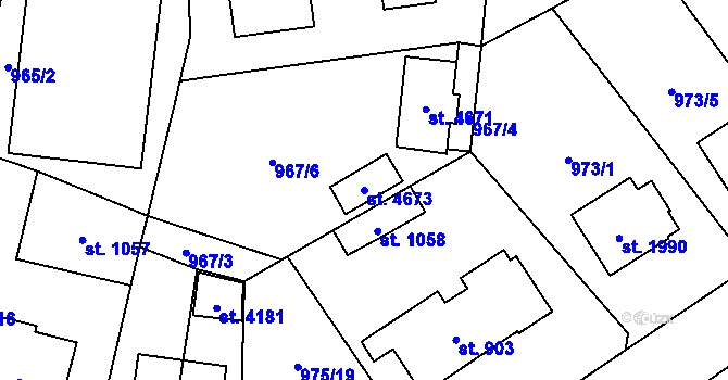 Parcela st. 4673 v KÚ Rožnov pod Radhoštěm, Katastrální mapa