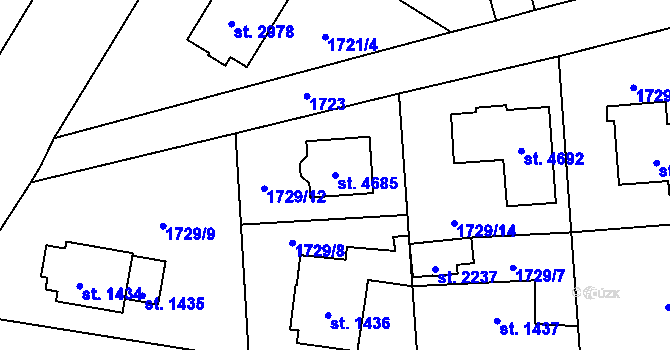 Parcela st. 4685 v KÚ Rožnov pod Radhoštěm, Katastrální mapa