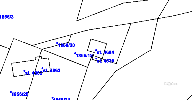 Parcela st. 4684 v KÚ Rožnov pod Radhoštěm, Katastrální mapa
