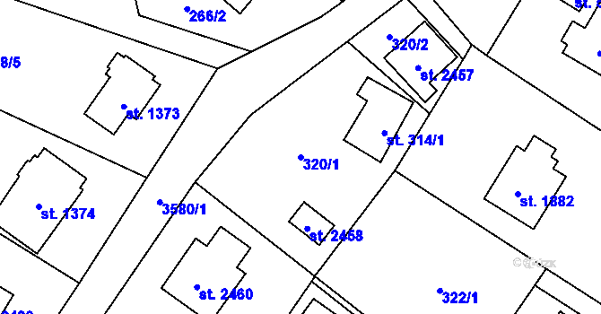 Parcela st. 320/1 v KÚ Rožnov pod Radhoštěm, Katastrální mapa