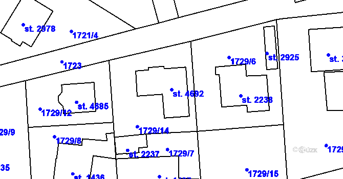 Parcela st. 4692 v KÚ Rožnov pod Radhoštěm, Katastrální mapa