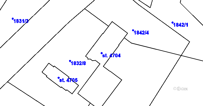Parcela st. 4704 v KÚ Rožnov pod Radhoštěm, Katastrální mapa
