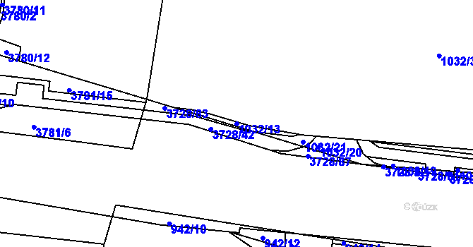 Parcela st. 1032/13 v KÚ Rožnov pod Radhoštěm, Katastrální mapa