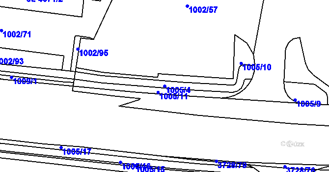 Parcela st. 1005/4 v KÚ Rožnov pod Radhoštěm, Katastrální mapa
