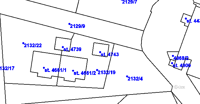 Parcela st. 4743 v KÚ Rožnov pod Radhoštěm, Katastrální mapa
