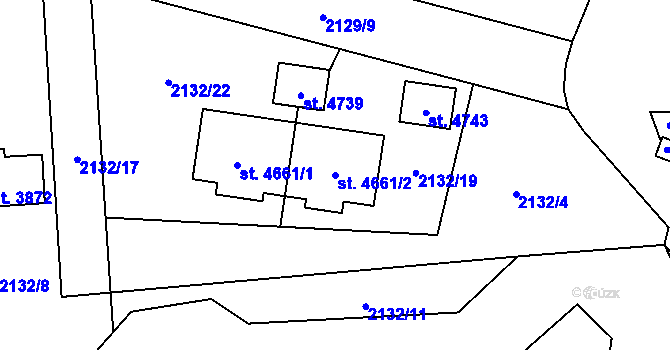 Parcela st. 4661/2 v KÚ Rožnov pod Radhoštěm, Katastrální mapa