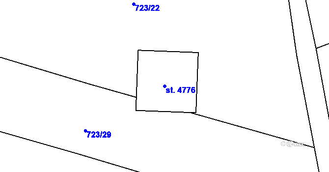 Parcela st. 4776 v KÚ Rožnov pod Radhoštěm, Katastrální mapa