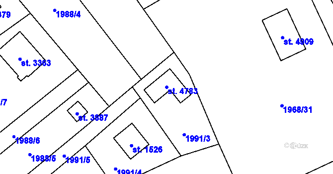 Parcela st. 4783 v KÚ Rožnov pod Radhoštěm, Katastrální mapa