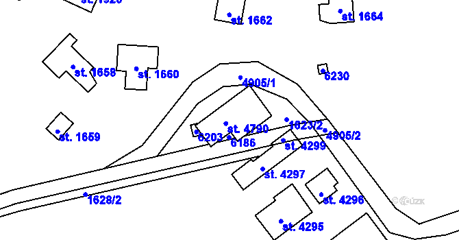 Parcela st. 4790 v KÚ Rožnov pod Radhoštěm, Katastrální mapa