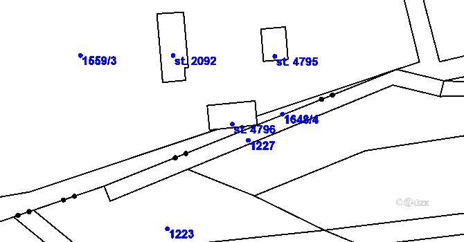 Parcela st. 4796 v KÚ Rožnov pod Radhoštěm, Katastrální mapa
