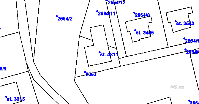 Parcela st. 4811 v KÚ Rožnov pod Radhoštěm, Katastrální mapa