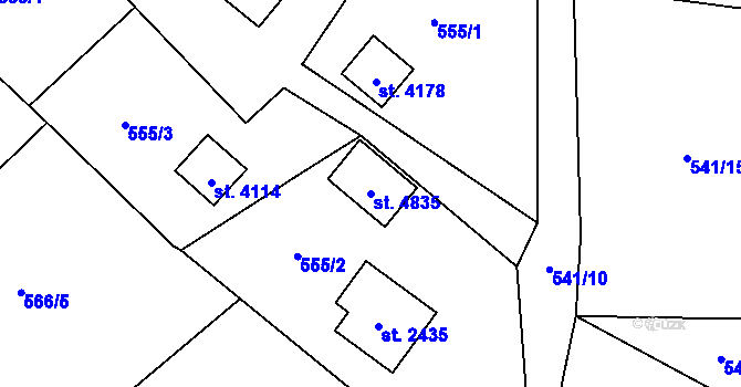 Parcela st. 4835 v KÚ Rožnov pod Radhoštěm, Katastrální mapa