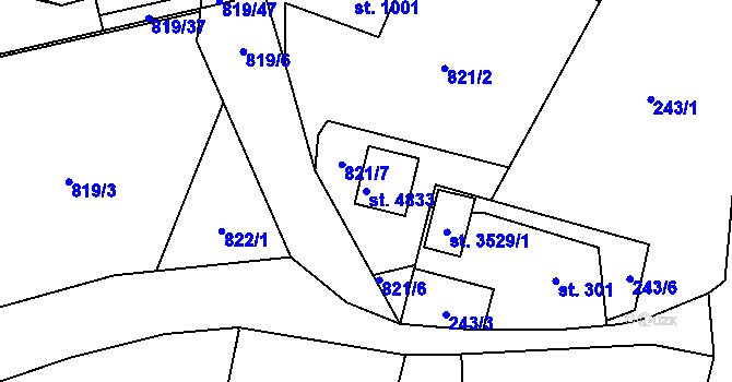 Parcela st. 4833 v KÚ Rožnov pod Radhoštěm, Katastrální mapa
