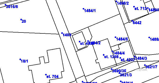 Parcela st. 4836 v KÚ Rožnov pod Radhoštěm, Katastrální mapa
