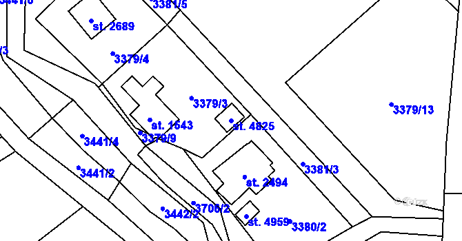 Parcela st. 4825 v KÚ Rožnov pod Radhoštěm, Katastrální mapa
