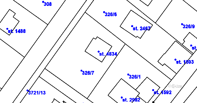 Parcela st. 4834 v KÚ Rožnov pod Radhoštěm, Katastrální mapa