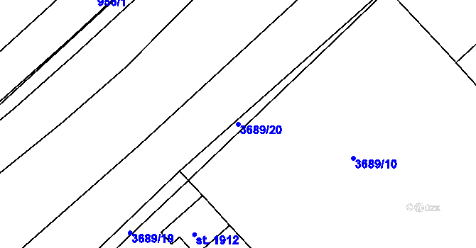 Parcela st. 3689/20 v KÚ Rožnov pod Radhoštěm, Katastrální mapa