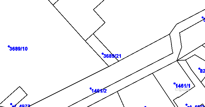 Parcela st. 3689/21 v KÚ Rožnov pod Radhoštěm, Katastrální mapa