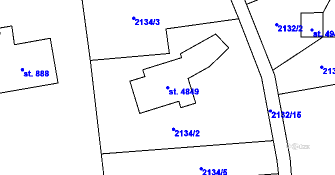 Parcela st. 4849 v KÚ Rožnov pod Radhoštěm, Katastrální mapa