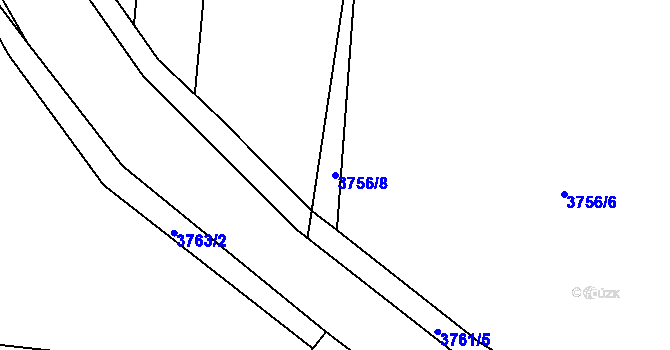 Parcela st. 3756/8 v KÚ Rožnov pod Radhoštěm, Katastrální mapa