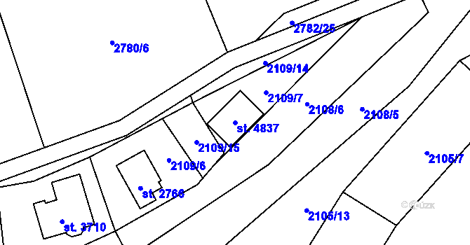 Parcela st. 4837 v KÚ Rožnov pod Radhoštěm, Katastrální mapa