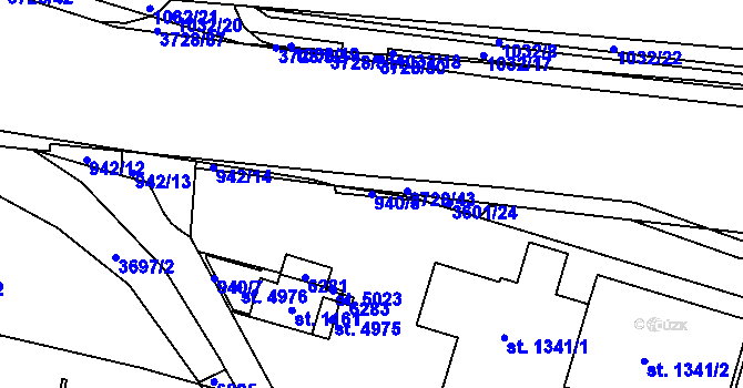 Parcela st. 940/5 v KÚ Rožnov pod Radhoštěm, Katastrální mapa