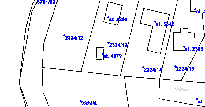 Parcela st. 4879 v KÚ Rožnov pod Radhoštěm, Katastrální mapa