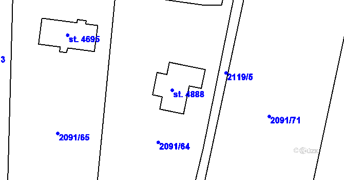 Parcela st. 4888 v KÚ Rožnov pod Radhoštěm, Katastrální mapa
