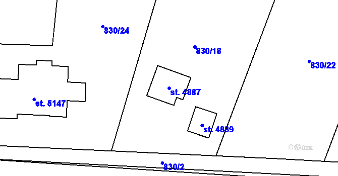 Parcela st. 4887 v KÚ Rožnov pod Radhoštěm, Katastrální mapa