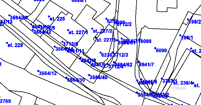 Parcela st. 6236 v KÚ Rožnov pod Radhoštěm, Katastrální mapa
