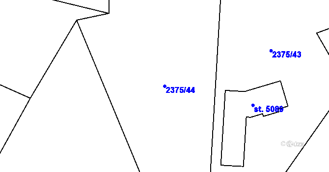 Parcela st. 2375/44 v KÚ Rožnov pod Radhoštěm, Katastrální mapa