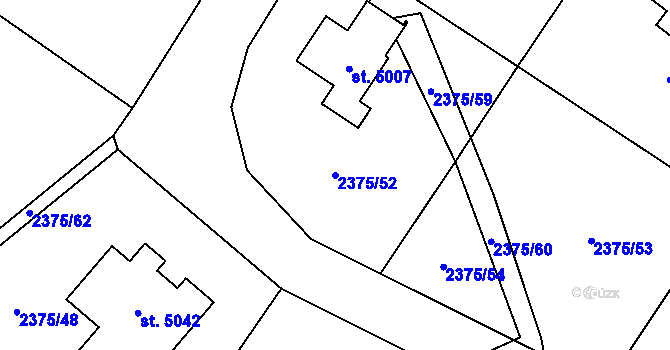 Parcela st. 2375/52 v KÚ Rožnov pod Radhoštěm, Katastrální mapa