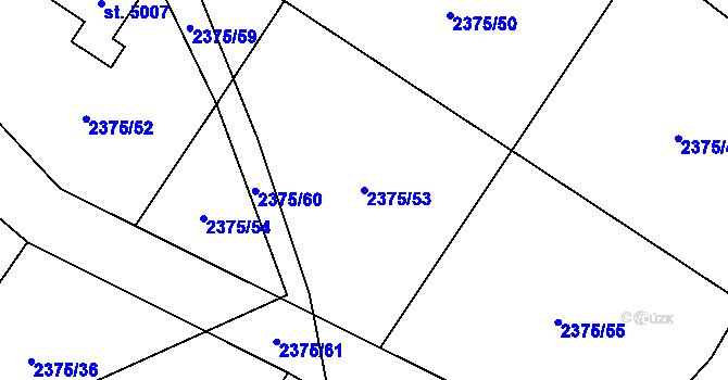 Parcela st. 2375/53 v KÚ Rožnov pod Radhoštěm, Katastrální mapa