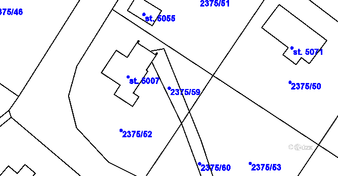Parcela st. 2375/59 v KÚ Rožnov pod Radhoštěm, Katastrální mapa