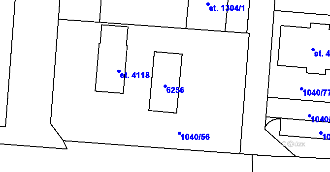 Parcela st. 6256 v KÚ Rožnov pod Radhoštěm, Katastrální mapa