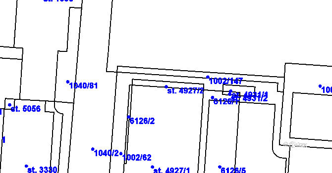 Parcela st. 4927/2 v KÚ Rožnov pod Radhoštěm, Katastrální mapa