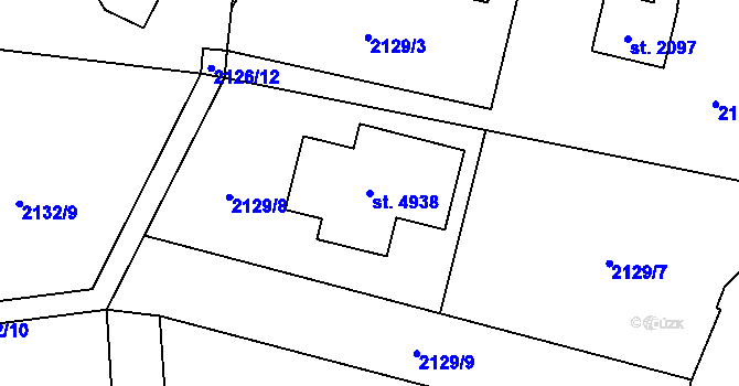 Parcela st. 4938 v KÚ Rožnov pod Radhoštěm, Katastrální mapa