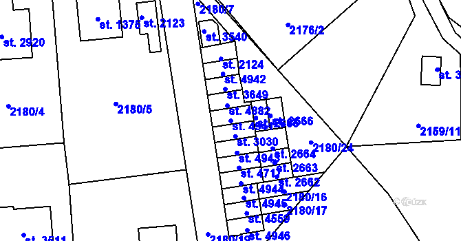Parcela st. 4941 v KÚ Rožnov pod Radhoštěm, Katastrální mapa