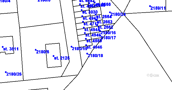 Parcela st. 4946 v KÚ Rožnov pod Radhoštěm, Katastrální mapa