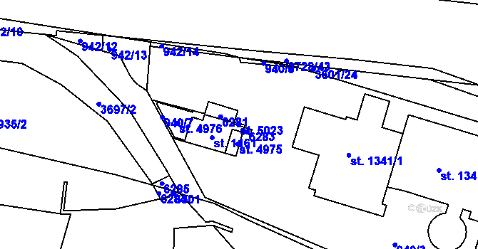 Parcela st. 940/8 v KÚ Rožnov pod Radhoštěm, Katastrální mapa