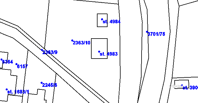 Parcela st. 4983 v KÚ Rožnov pod Radhoštěm, Katastrální mapa