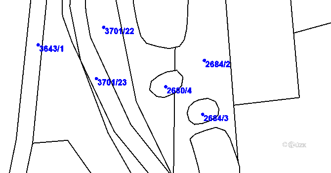 Parcela st. 2680/4 v KÚ Rožnov pod Radhoštěm, Katastrální mapa