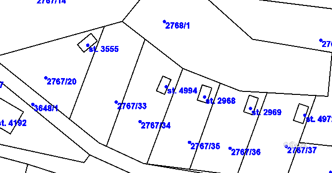 Parcela st. 4994 v KÚ Rožnov pod Radhoštěm, Katastrální mapa