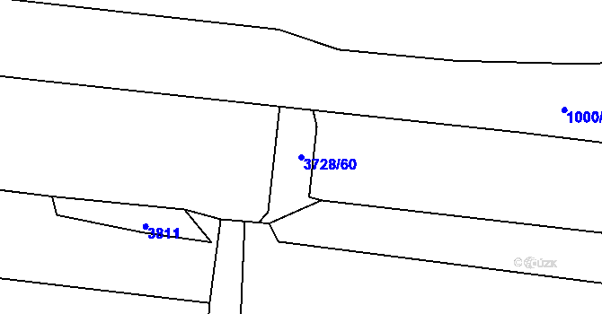 Parcela st. 3728/60 v KÚ Rožnov pod Radhoštěm, Katastrální mapa