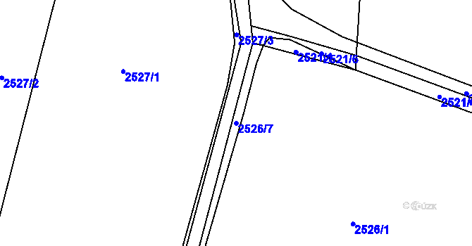 Parcela st. 2526/7 v KÚ Rožnov pod Radhoštěm, Katastrální mapa