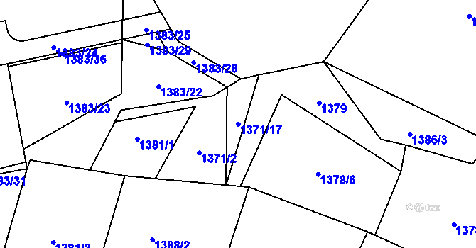 Parcela st. 1371/17 v KÚ Rožnov pod Radhoštěm, Katastrální mapa