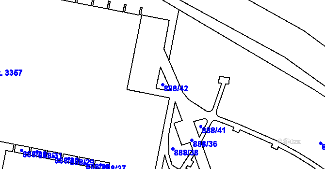 Parcela st. 888/42 v KÚ Rožnov pod Radhoštěm, Katastrální mapa