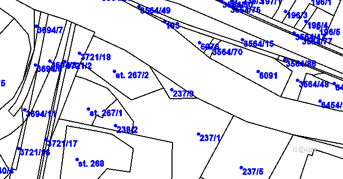 Parcela st. 237/9 v KÚ Rožnov pod Radhoštěm, Katastrální mapa