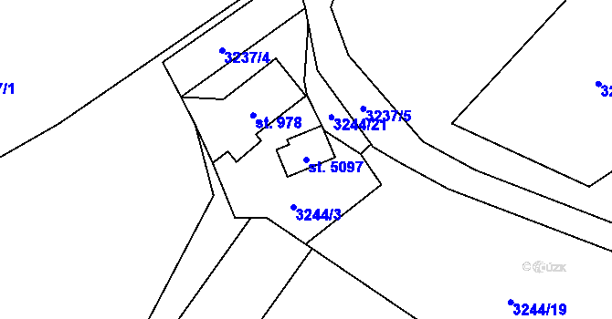 Parcela st. 5097 v KÚ Rožnov pod Radhoštěm, Katastrální mapa